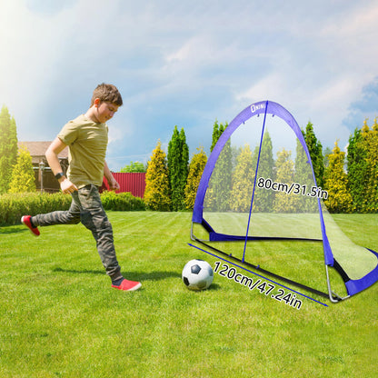 Onini Upgrade 6 Foot Pop Up Soccer Goals Blue - Portable Foldable Training Football Net with Target and Bag - Ideal for Toddler, Boys, Youth Outdoor Sports Games(2 Pack)