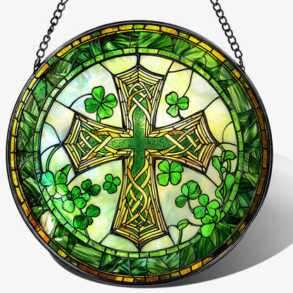 8-Inch Jesus with Cardinals Suncatcher Ornament, Stained Glass Window Hanging & Religious Christmas Ornament, Christian Window Decor — Memorial Gift, Christian Gifts for Her, Religious Gifts