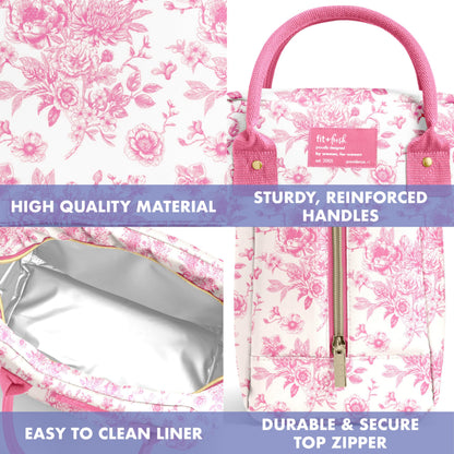 Fit & Fresh Bloomington Lunch Bag for Women - Insulated Large Lunch Box for Work with Containers, Leak-Resistant, Stain-Resistant, Zipper Closure, Cheetah