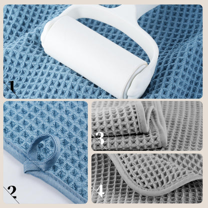 POLYTE 430 GSM Microfiber Oversize Quick Dry Lint Free Bath Towel, 60 x 30 in, 4 Pack (Waffle Weave)
