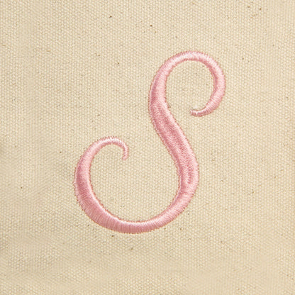 Dalix Women's Cotton Canvas Tote Bag Large Shoulder Bags Pink Monogram a - Z | Large