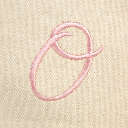 Dalix Women's Cotton Canvas Tote Bag Large Shoulder Bags Pink Monogram a - Z | Large