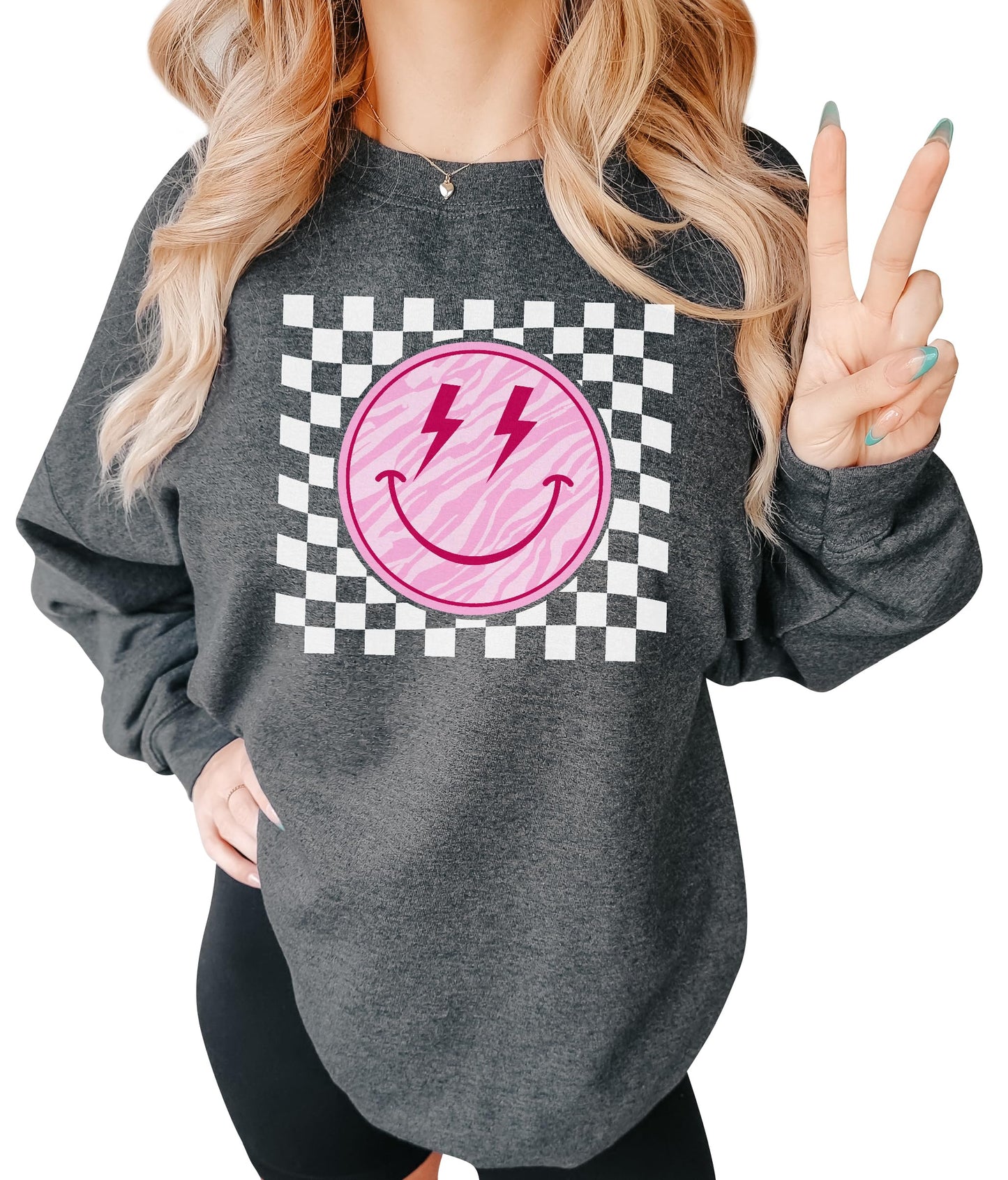 TEEAMORE Smiley Face Sweatshirt