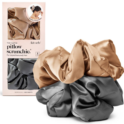 Kitsch Ultra-Petite Satin Scrunchies for Women - Cherry Blossom, 5pcs