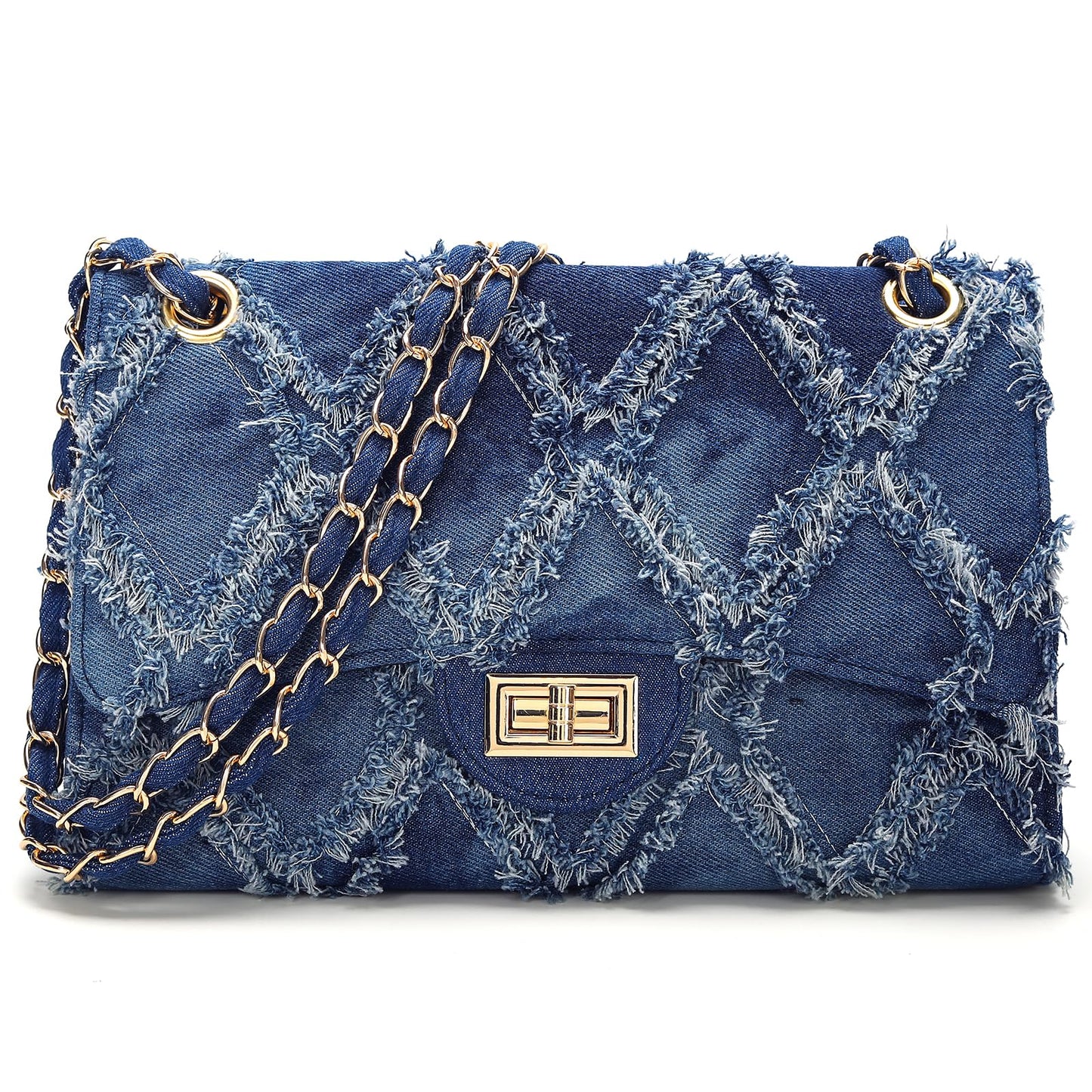 Quilted Leather Crossbody Bags for Women Trendy Ladies Shoulder Purse Satchel HandBag with Chain Strap