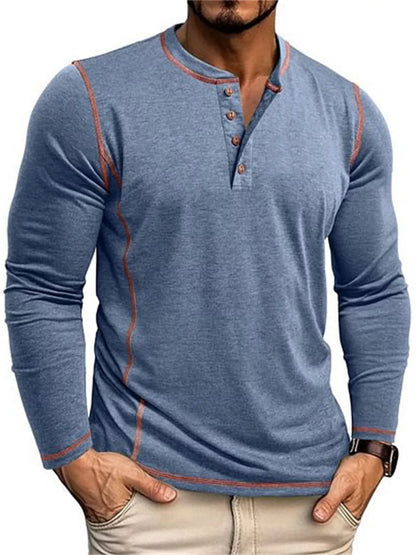 Men's Full Size Casual Button Detail Long Sleeve T-Shirt Plus Size
