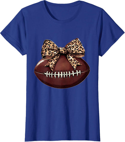 Football Coquette Bow Football Bow Cute Football Mom T-Shirt