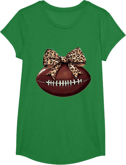 Football Coquette Bow Football Bow Cute Football Mom T-Shirt