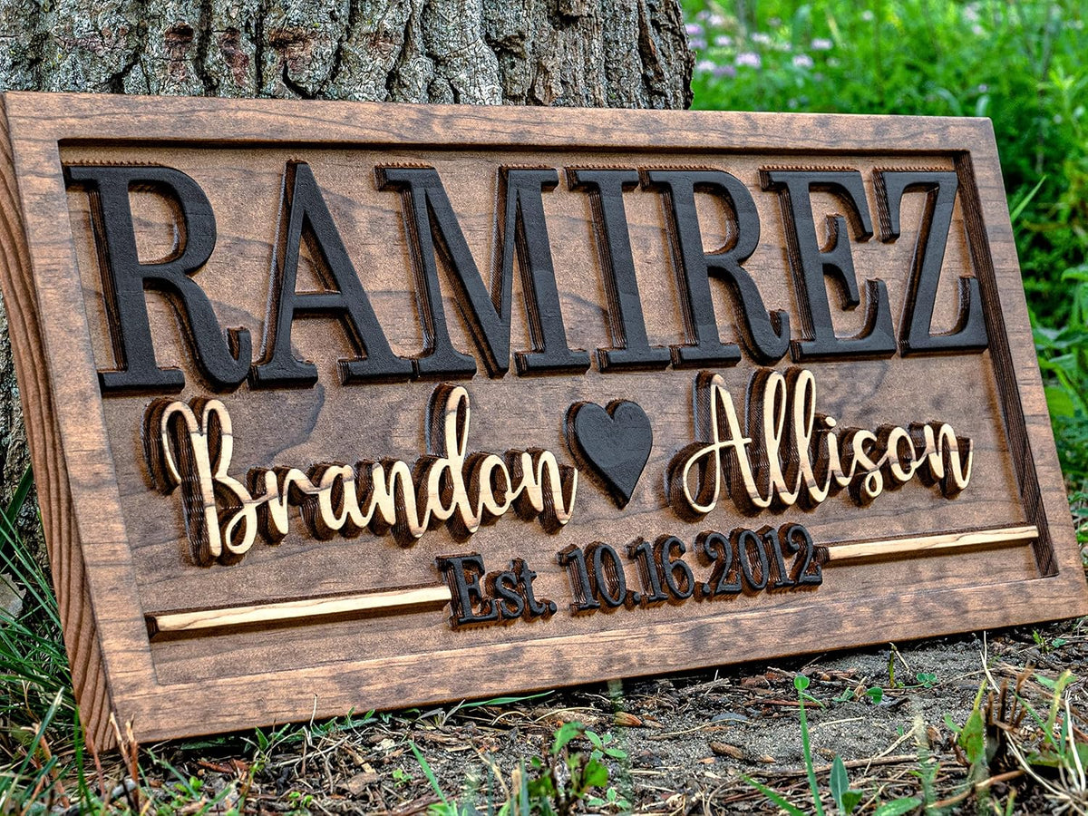 Personalized Wedding Last Name Established Wooden Sign | Engagement Gift