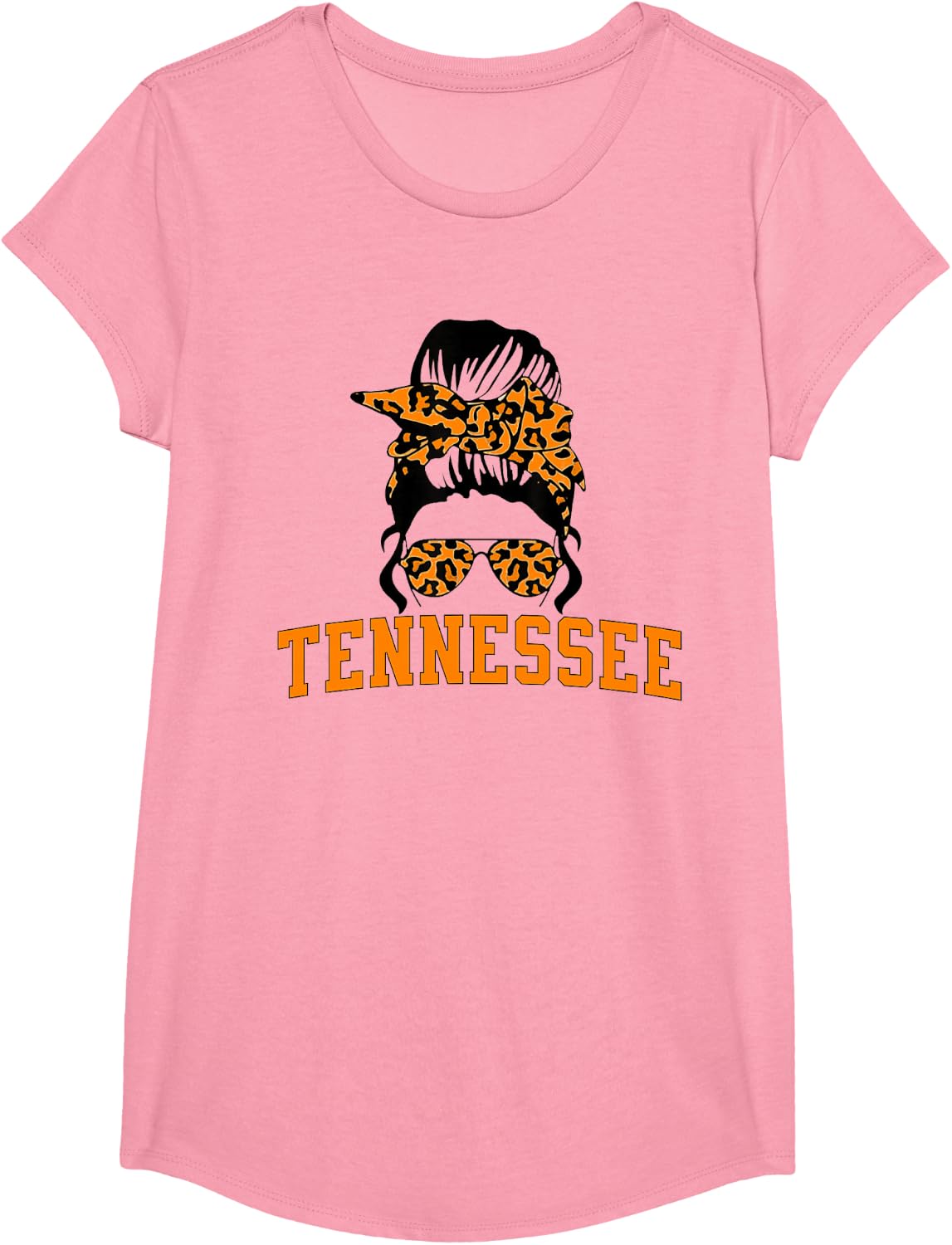 Tennessee State Women's Kids TN Orange Fan Messy Bun Hair T-Shirt