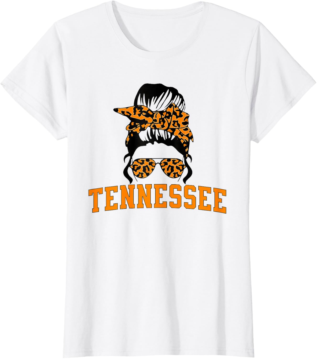 Tennessee State Women's Kids TN Orange Fan Messy Bun Hair T-Shirt