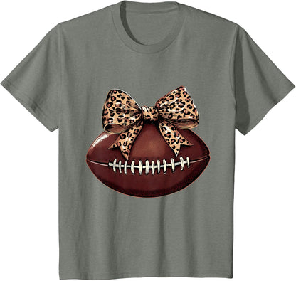 Football Coquette Bow Football Bow Cute Football Mom T-Shirt
