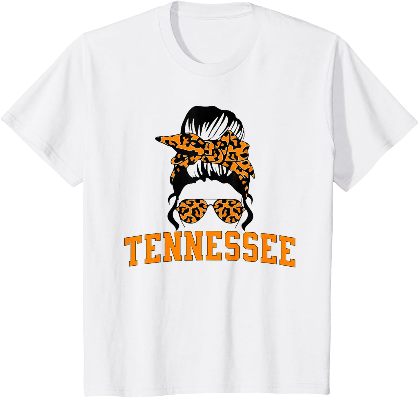 Tennessee State Women's Kids TN Orange Fan Messy Bun Hair T-Shirt