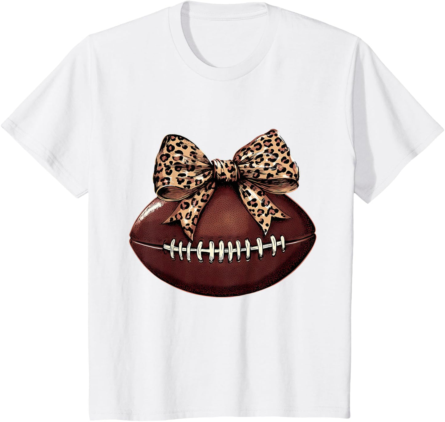 Football Coquette Bow Football Bow Cute Football Mom T-Shirt