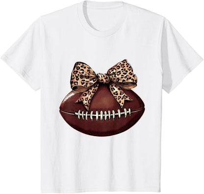 Football Coquette Bow Football Bow Cute Football Mom T-Shirt