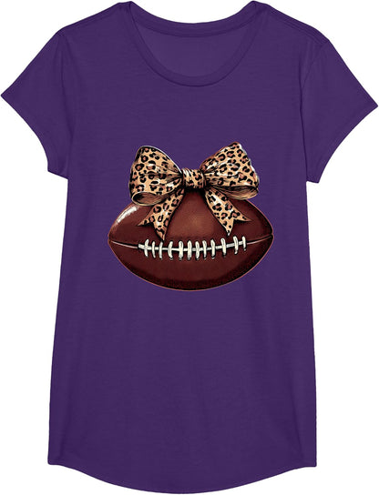 Football Coquette Bow Football Bow Cute Football Mom T-Shirt