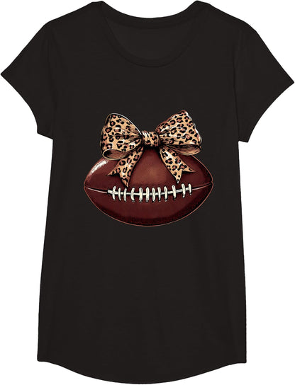 Football Coquette Bow Football Bow Cute Football Mom T-Shirt