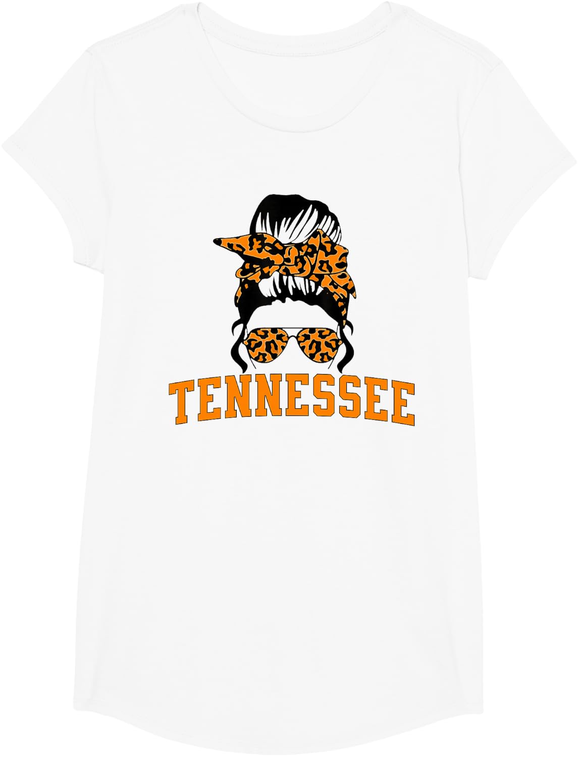 Tennessee State Women's Kids TN Orange Fan Messy Bun Hair T-Shirt