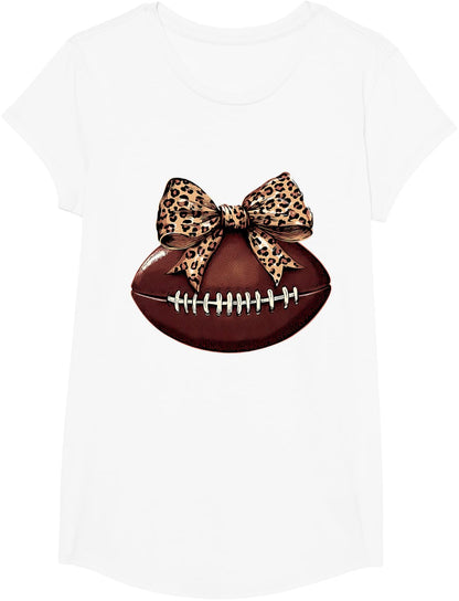 Football Coquette Bow Football Bow Cute Football Mom T-Shirt