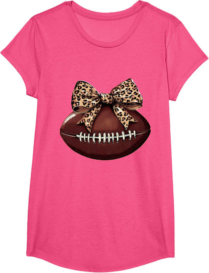 Football Coquette Bow Football Bow Cute Football Mom T-Shirt