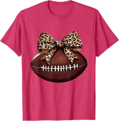 Football Coquette Bow Football Bow Cute Football Mom T-Shirt