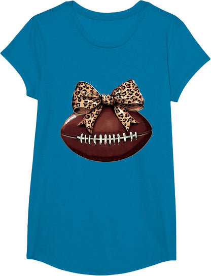Football Coquette Bow Football Bow Cute Football Mom T-Shirt