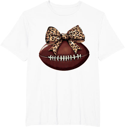 Football Coquette Bow Football Bow Cute Football Mom T-Shirt