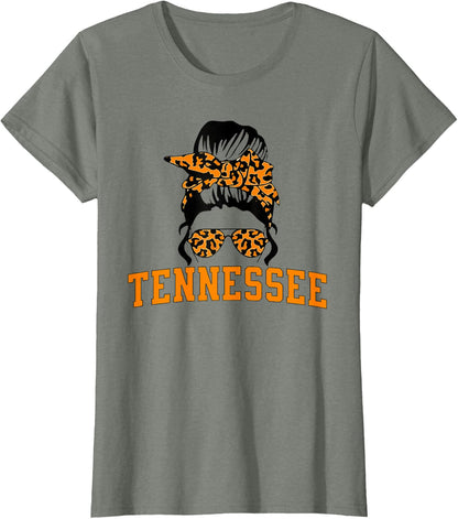 Tennessee State Women's Kids TN Orange Fan Messy Bun Hair T-Shirt