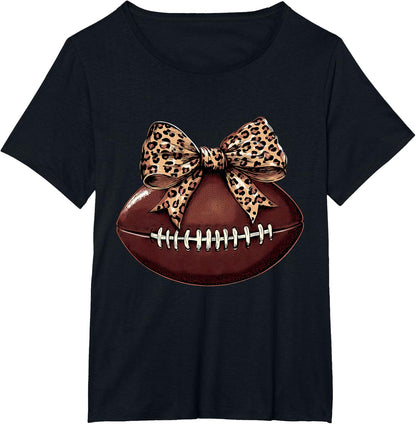 Football Coquette Bow Football Bow Cute Football Mom T-Shirt