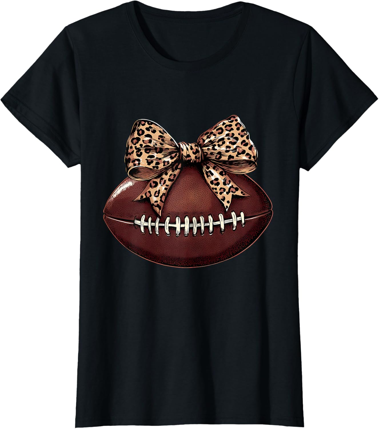 Football Coquette Bow Football Bow Cute Football Mom T-Shirt