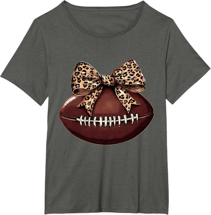 Football Coquette Bow Football Bow Cute Football Mom T-Shirt