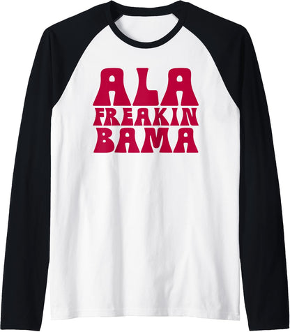 Ala Freakin' Bama - Awesome Alabama Pun Gifts Raglan Baseball Tee