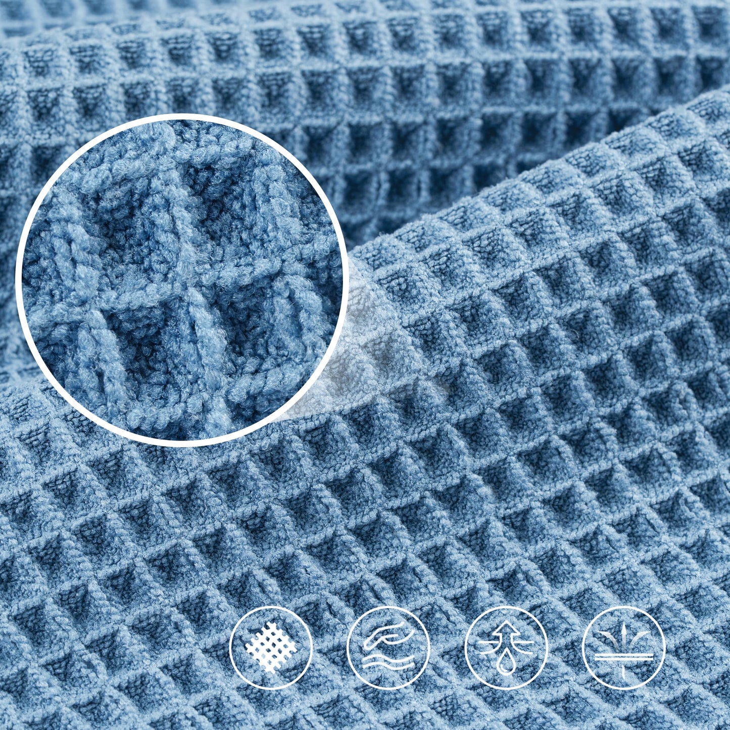 POLYTE 430 GSM Microfiber Oversize Quick Dry Lint Free Bath Towel, 60 x 30 in, 4 Pack (Waffle Weave)