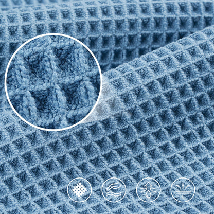 POLYTE 430 GSM Microfiber Oversize Quick Dry Lint Free Bath Towel, 60 x 30 in, 4 Pack (Waffle Weave)