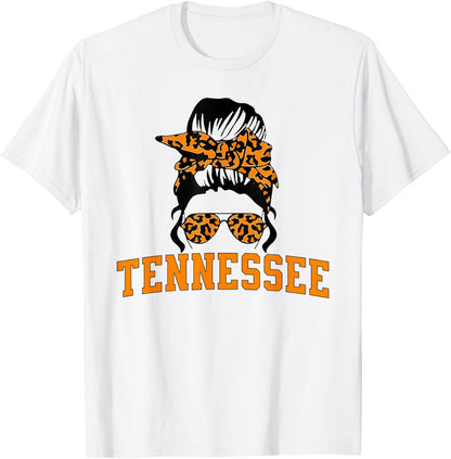Tennessee State Women's Kids TN Orange Fan Messy Bun Hair T-Shirt