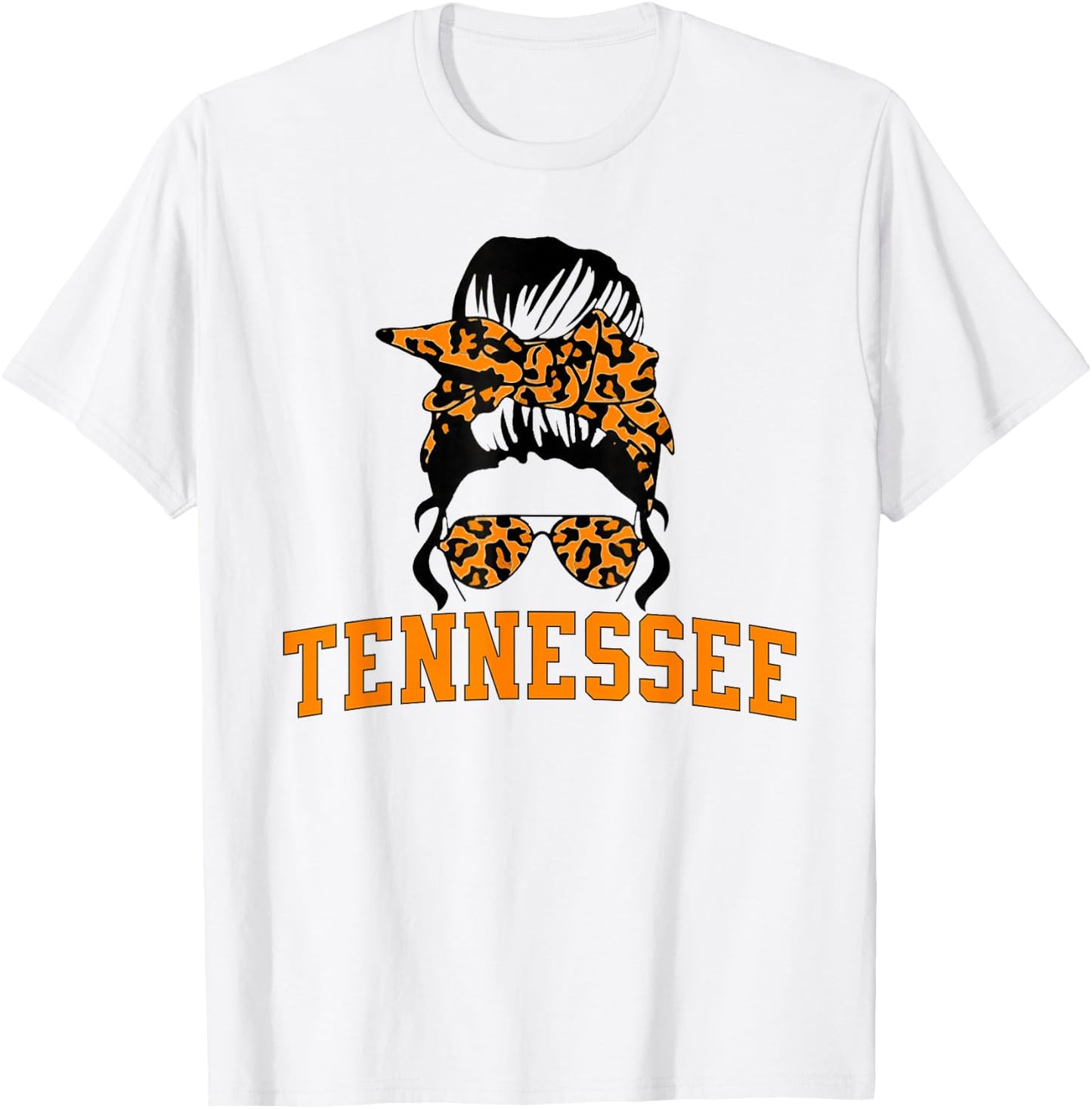 Tennessee State Women's Kids TN Orange Fan Messy Bun Hair T-Shirt