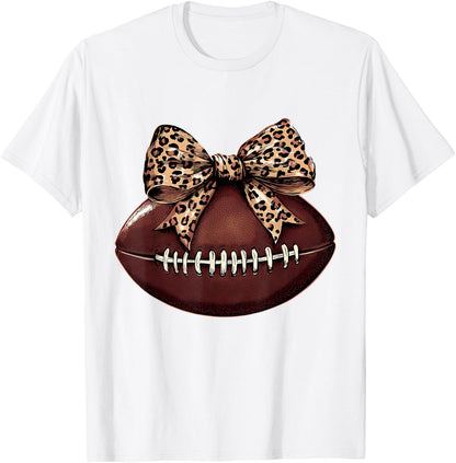 Football Coquette Bow Football Bow Cute Football Mom T-Shirt