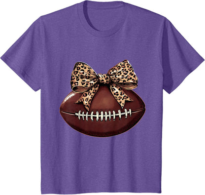 Football Coquette Bow Football Bow Cute Football Mom T-Shirt