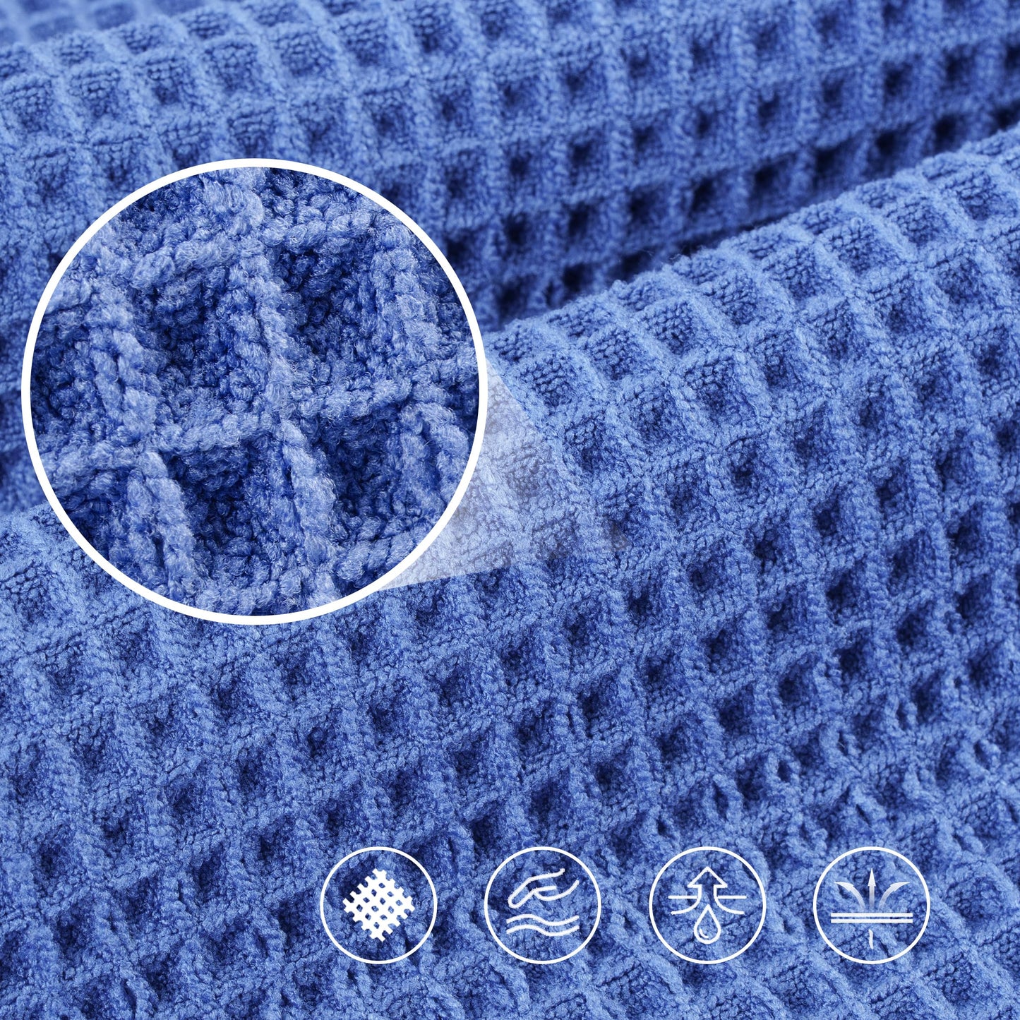 POLYTE 430 GSM Microfiber Oversize Quick Dry Lint Free Bath Towel, 60 x 30 in, 4 Pack (Waffle Weave)
