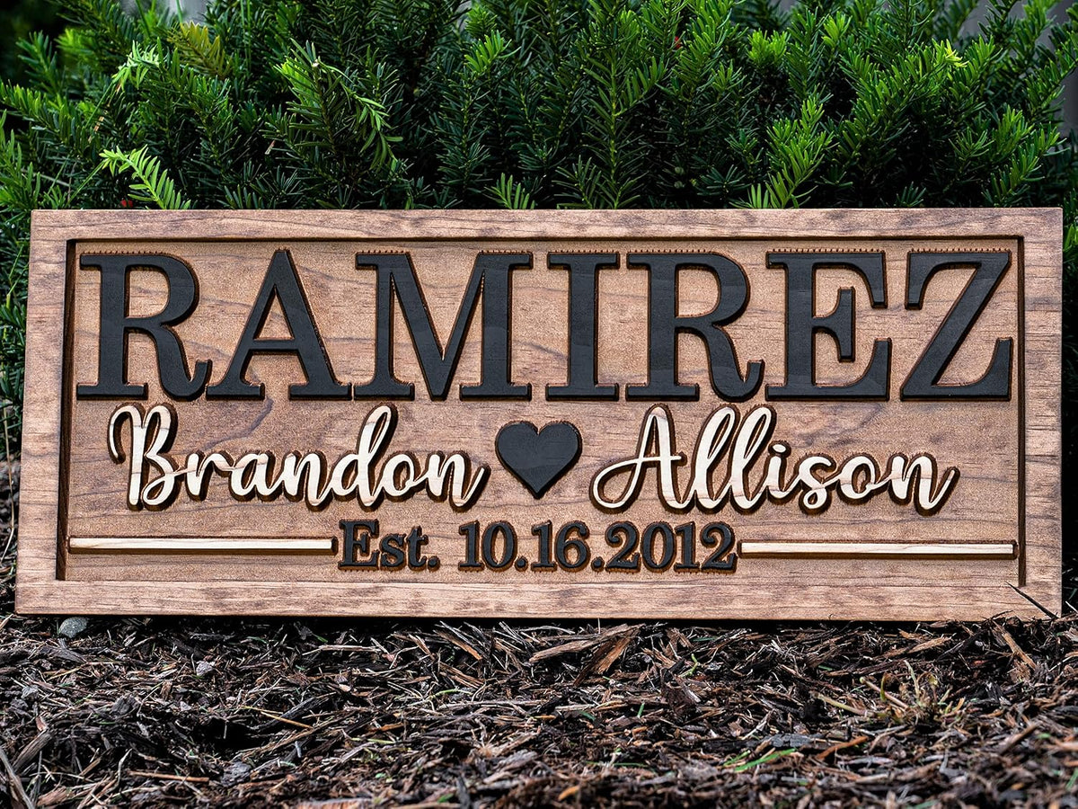 Personalized Wedding Last Name Established Wooden Sign | Engagement Gift