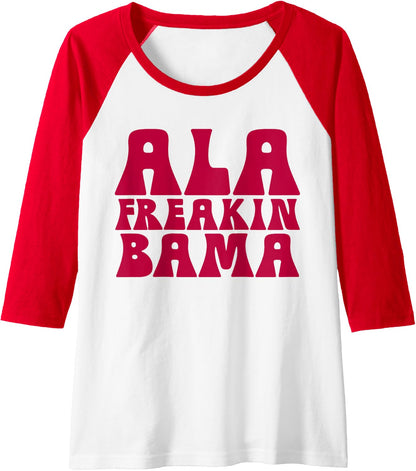 Ala Freakin' Bama - Awesome Alabama Pun Gifts Raglan Baseball Tee