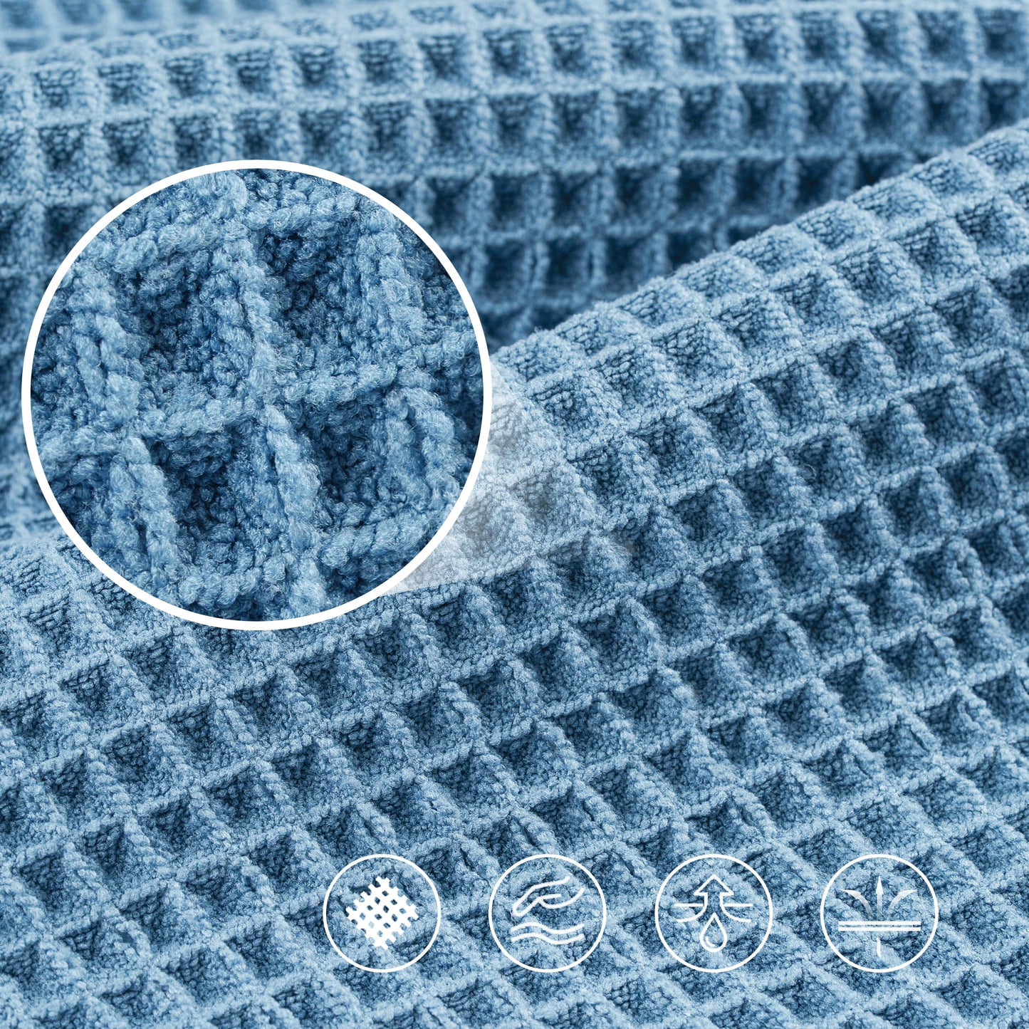 POLYTE 430 GSM Microfiber Oversize Quick Dry Lint Free Bath Towel, 60 x 30 in, 4 Pack (Waffle Weave)