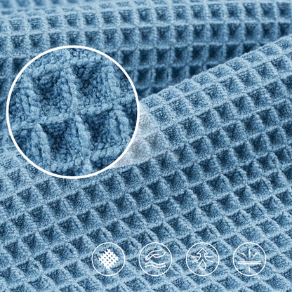 POLYTE 430 GSM Microfiber Oversize Quick Dry Lint Free Bath Towel, 60 x 30 in, 4 Pack (Waffle Weave)