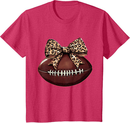 Football Coquette Bow Football Bow Cute Football Mom T-Shirt