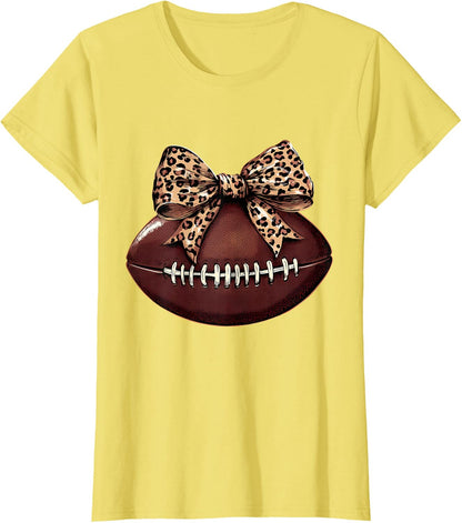 Football Coquette Bow Football Bow Cute Football Mom T-Shirt