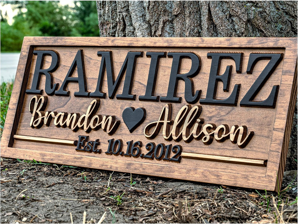 Personalized Wedding Last Name Established Wooden Sign | Engagement Gift
