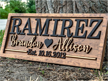 Personalized Wedding Last Name Established Wooden Sign | Engagement Gift