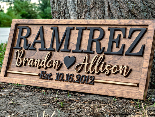 Personalized Wedding Last Name Established Wooden Sign | Engagement Gift