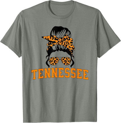 Tennessee State Women's Kids TN Orange Fan Messy Bun Hair T-Shirt
