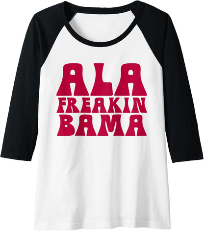 Ala Freakin' Bama - Awesome Alabama Pun Gifts Raglan Baseball Tee